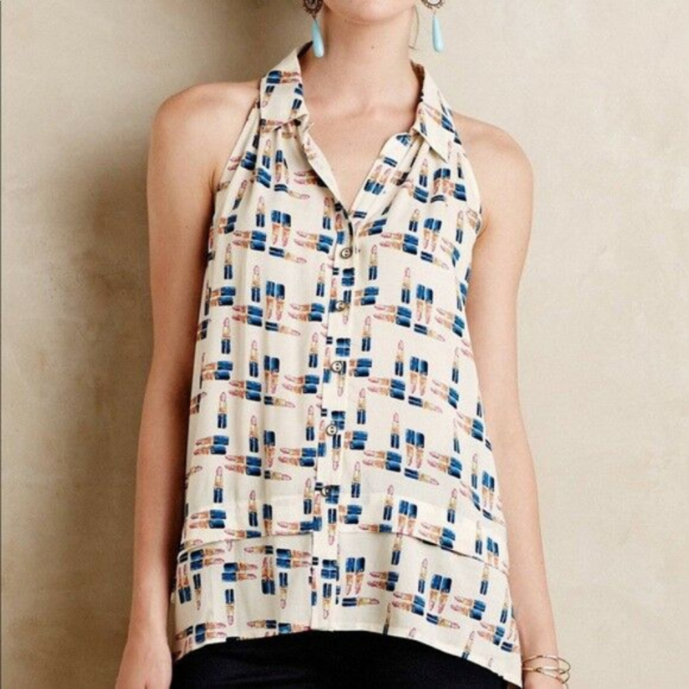 Anthropologie Tesni Lipstick Swing top by Maeve - Picture 3 of 7